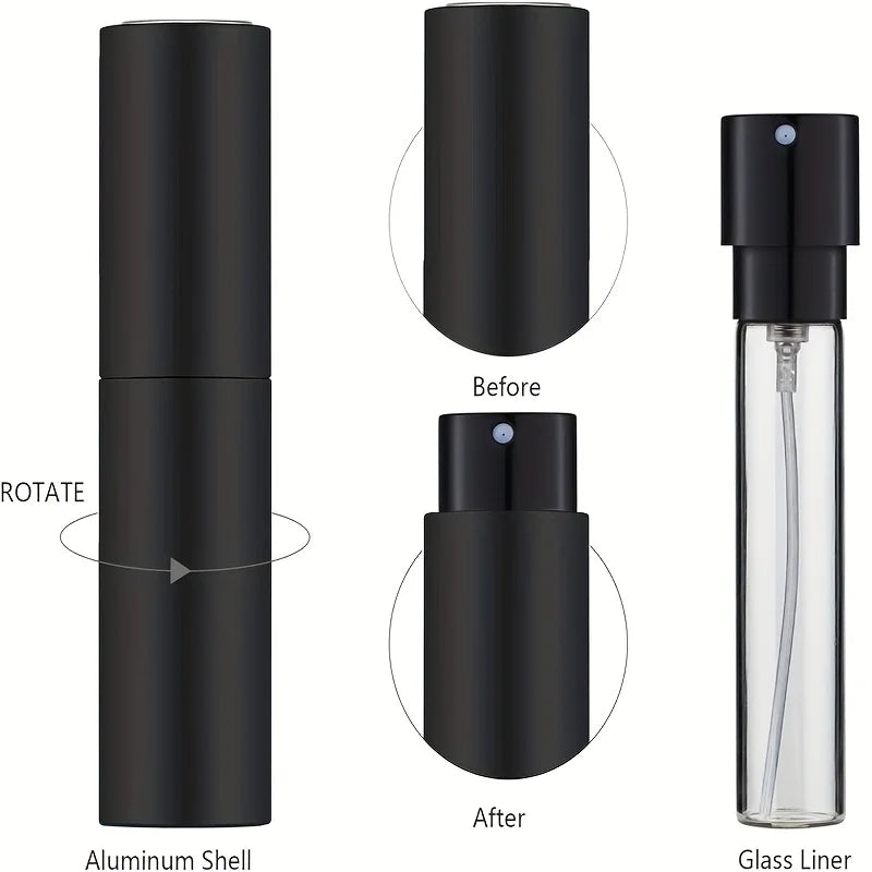 Refillable Travel Perfume Sprayer 10ml Black Container - Smarsty