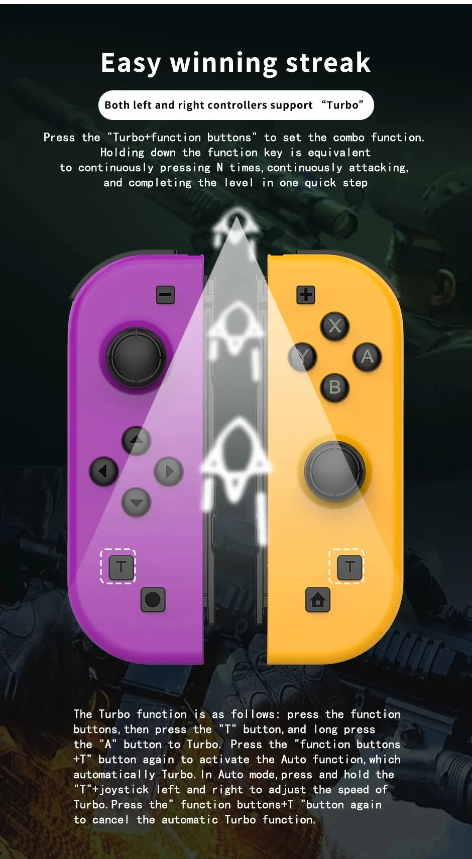 Wireless Gamepad Controller for Switch and PC with Turbo Feature - Smarsty