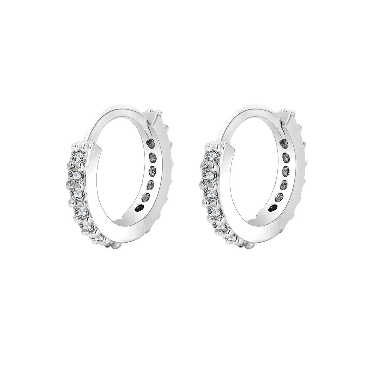Stainless Steel Crystal Zirconia Small Huggie Earrings - Smarsty
