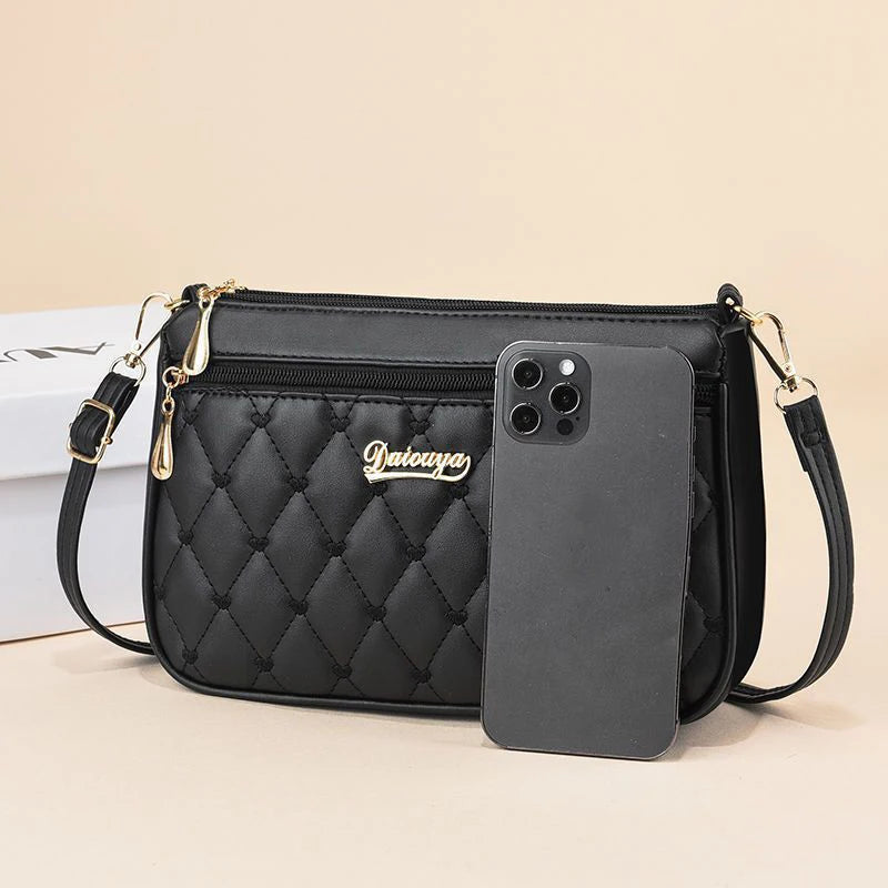 Embroidered Leather Messenger Bag for Women With Fur Accent - Smarsty