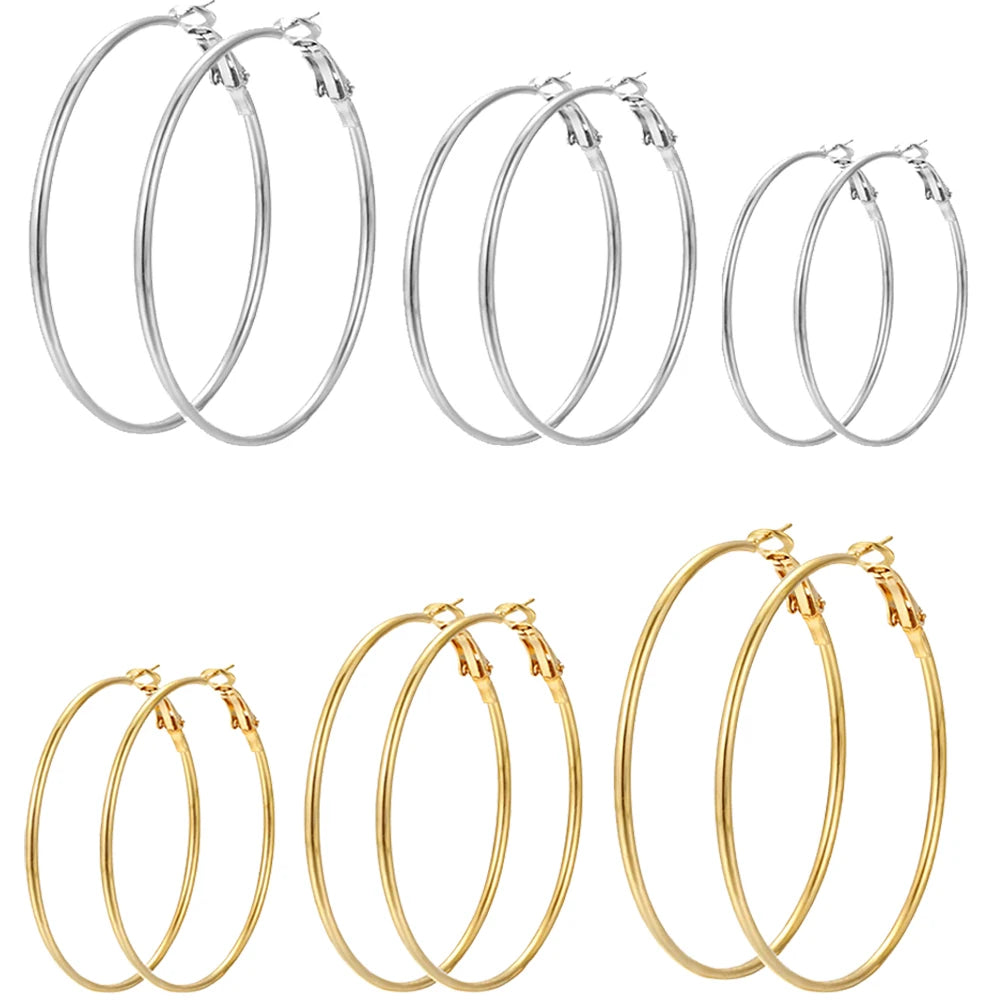 Gold and Silver Hoop Earrings Set for Women - Smarsty