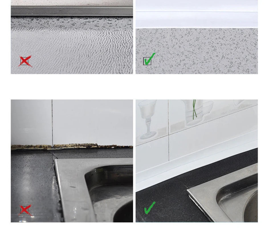 3.2M Bath Caulk Tape Self Adhesive PVC Oil-Proof Kitchen Sink Edge Corner Wall Sticker Waterproof Toilet Sealing Strip Tape - Smarsty