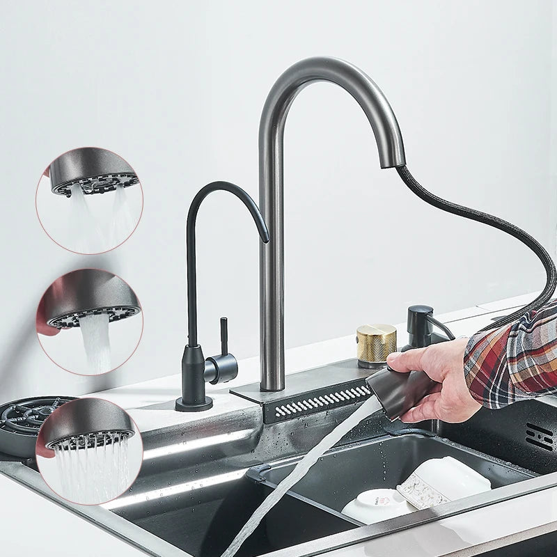 Large Single Bowl Stainless Steel Kitchen Sink with Faucet - Smarsty