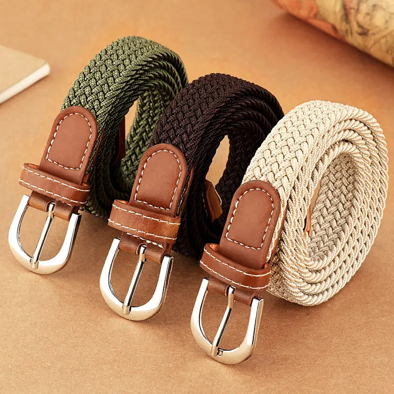 Women Elastic Woven Belt Casual Versatile Denim Accessory - Smarsty