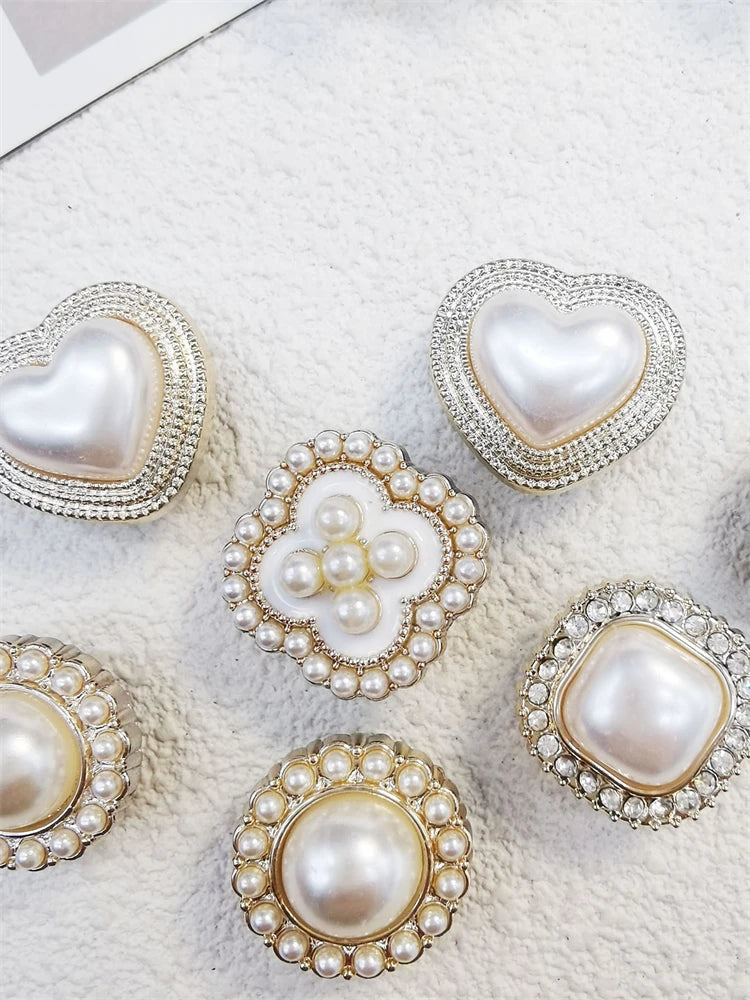 10PCS Shoe Charms ABS Decorations Accessories DIY Ornament Pins For Clog Buckle Lady Garden Shoes Elegant Pearl Floral Design