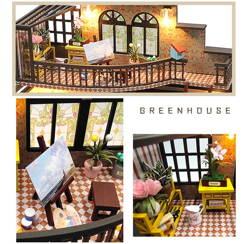 Wooden Doll House 3D Puzzle Assembly Building Model Kit Production Small Room Toys Home Bedroom Decoration With Furniture Light