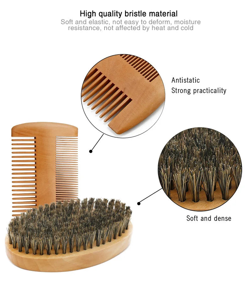 Men's Boar Bristle Shaving Brush Set for Precision Grooming - Smarsty