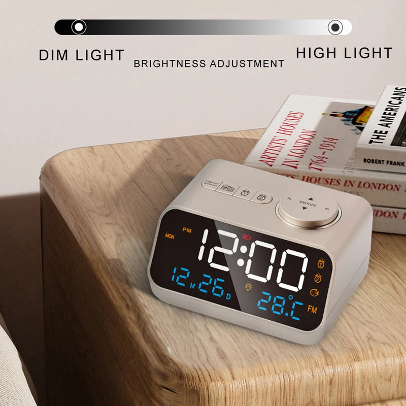 Modern FM Radio LED Alarm Clock with Temperature Display - Smarsty