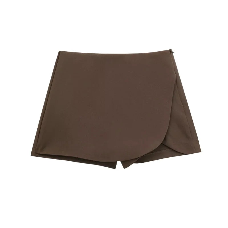 MUJER 2025 Black Mini Skirt Shorts Woman Fashion Asymmetric Skort For Women High Waist Short Skirts Woman Summer Casual Shorts - Smarsty