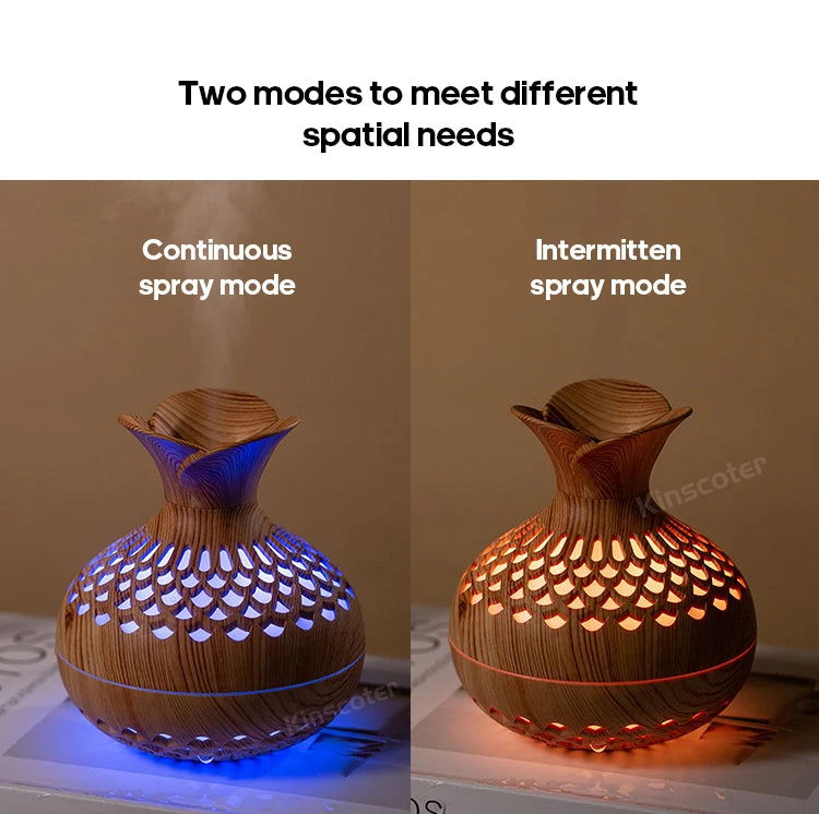 Wood Grain USB Humidifier for Hydration and Aromatherapy - Smarsty