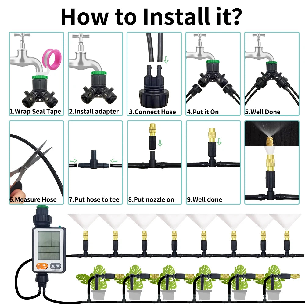 Outdoor Misting Cooling System for Garden Irrigation - Smarsty