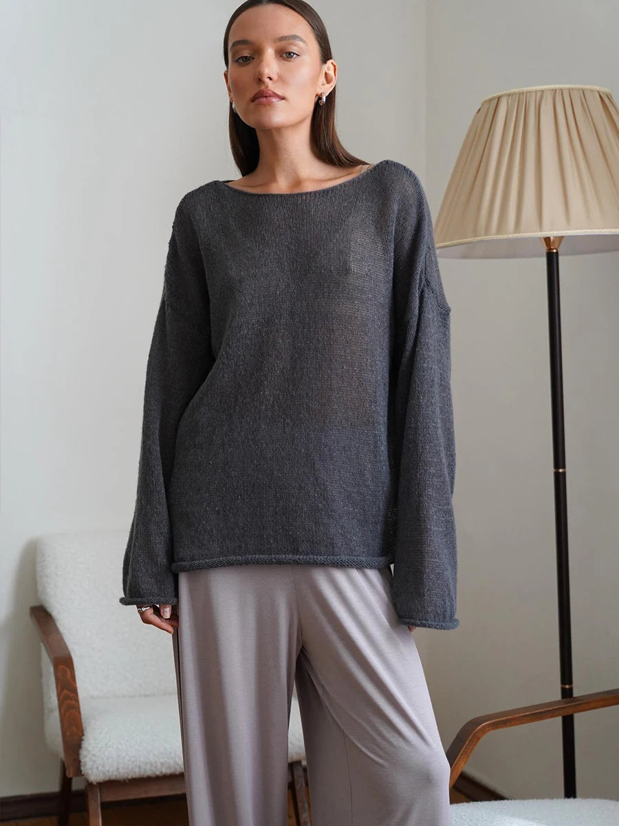 Hirsionsan Elegant Sweater Women 2024 Summer Autumn Casual Fashion Loose Women Pullovers Chic Pink White Jumper Sueter Mujer - Smarsty