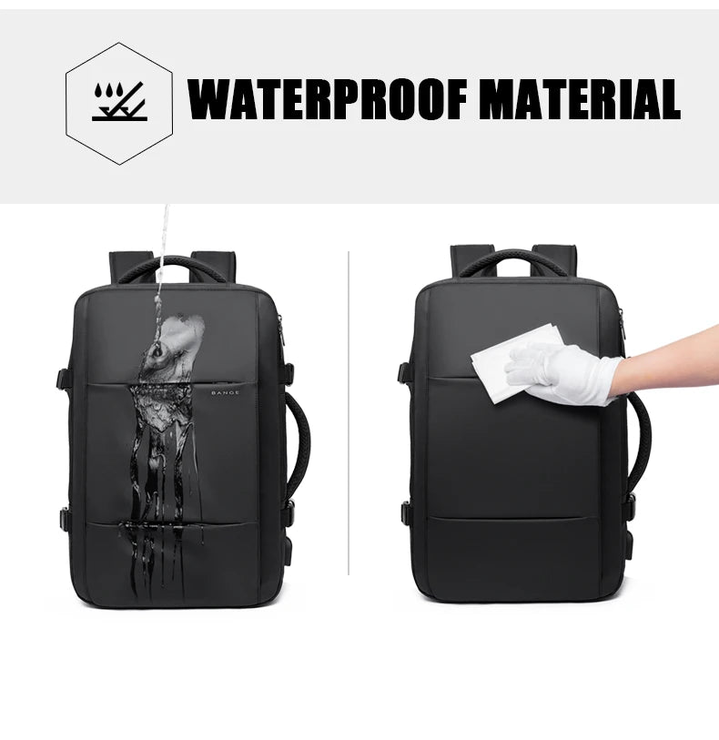 BANGE Travel Backpack Men Business Backpack School Expandable USB Bag Large Capacity 17.3 Laptop Waterproof Fashion Backpack - Smarsty