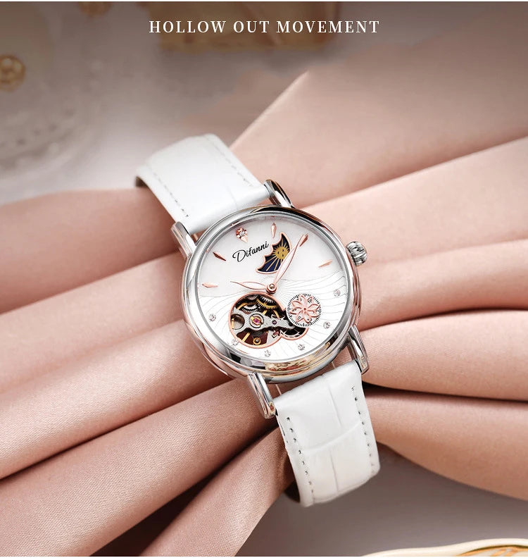 Luxury Women's Automatic Mechanical Watch with Moon Phase - Smarsty