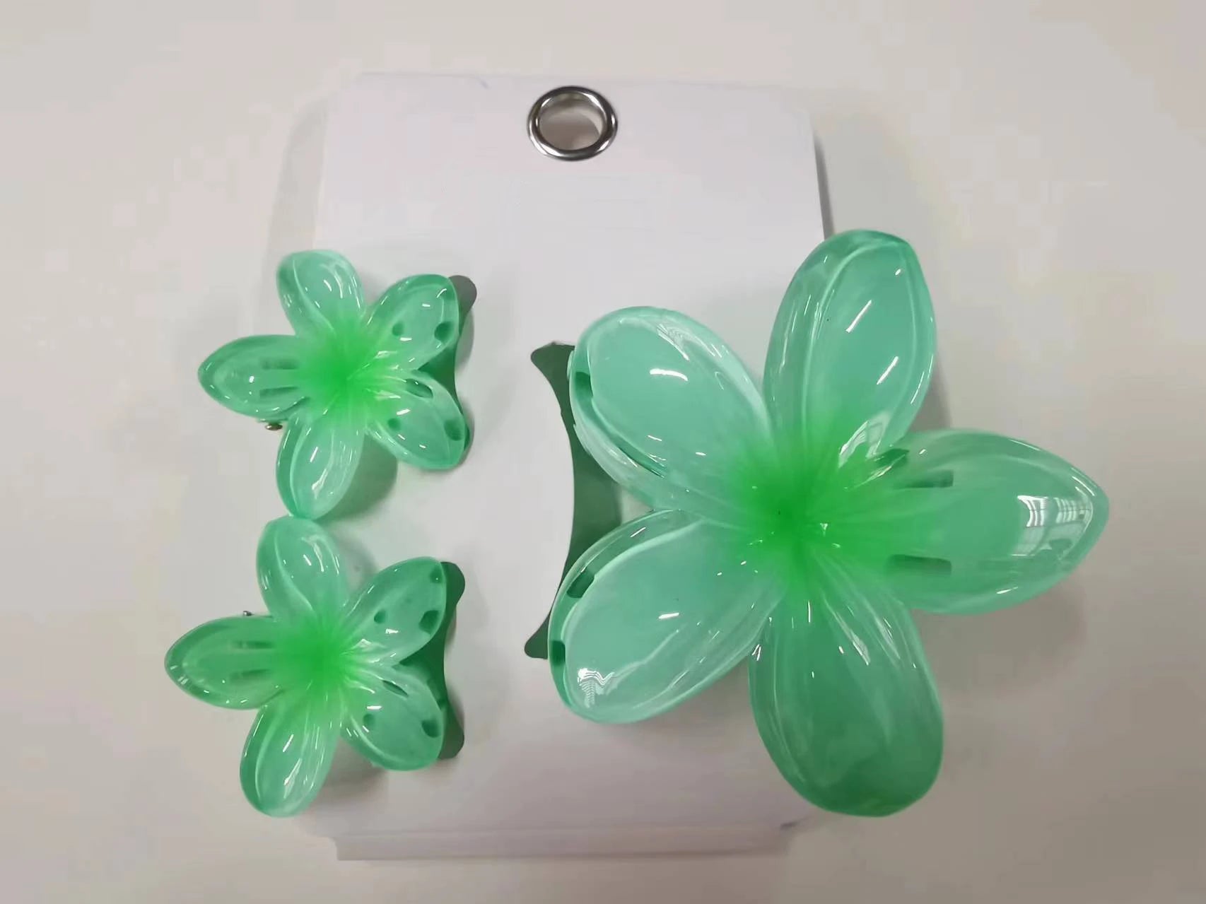 Pack Of 3 Flower Claw Clips Beach Summer Hair Accessories - Smarsty