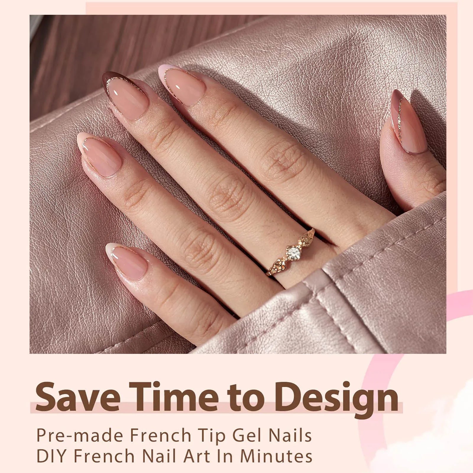 150 Piece Almond French False Nails Set for Easy Application - Smarsty