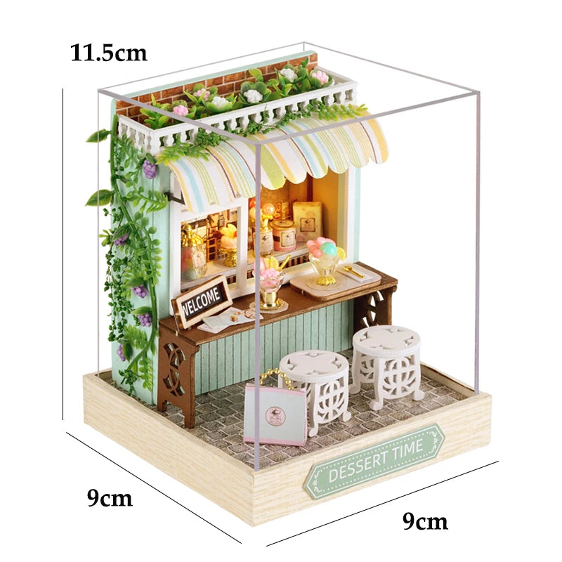 Wooden Mini Miniature Doll House DIY Small House Kit 3D Puzzle Building Assembly House Furniture Toy Children's Birthday Gifts