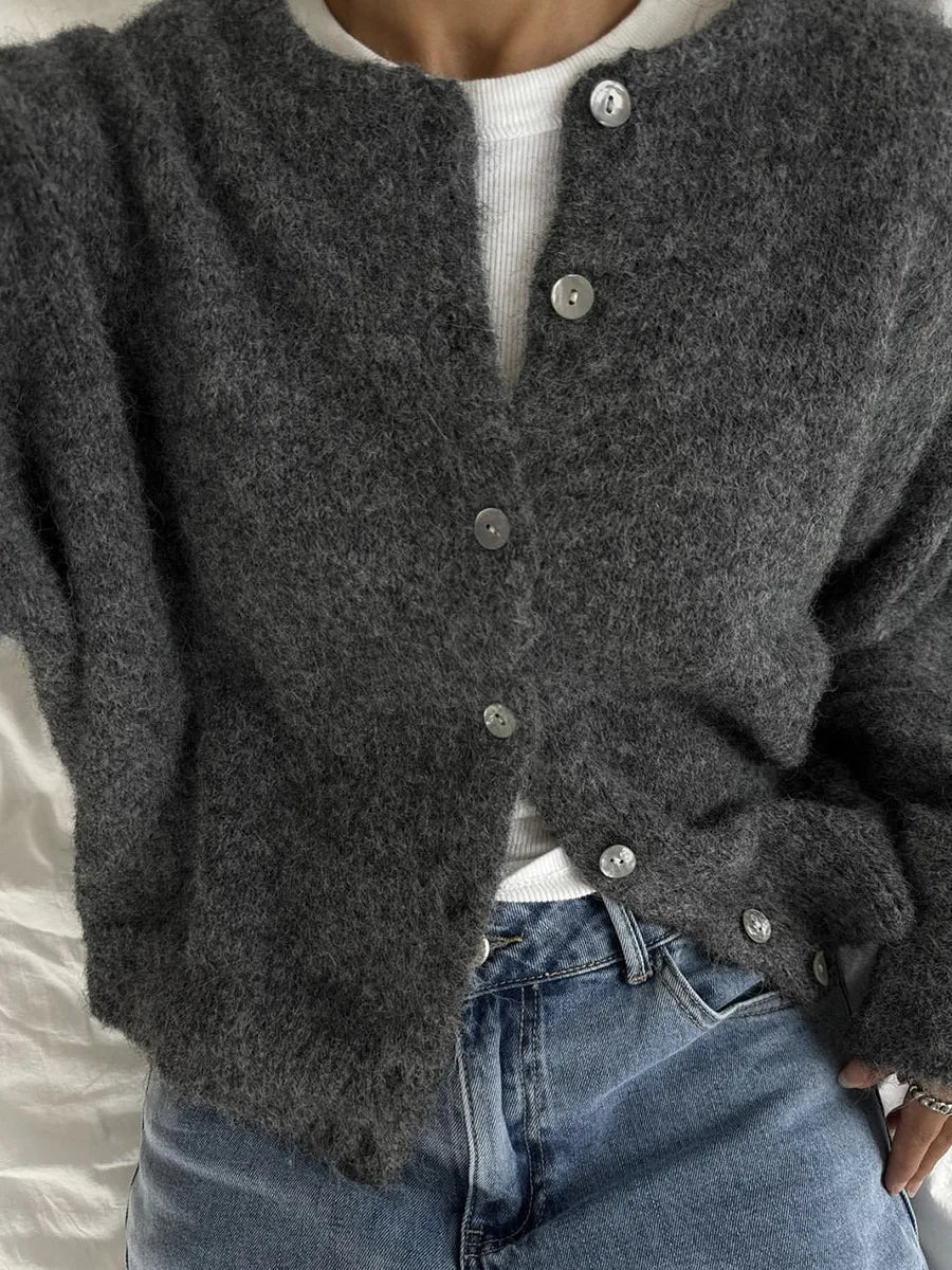 Hirsionsan Elegant Long Sleeve Sweater Women 2024 New Single-Breasted Female Casual Cardigan Soft Cashmere Knitted Outwear - Smarsty