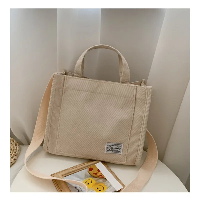 Corduroy Women Handbag Large Capacity Shoulder Bag - Smarsty