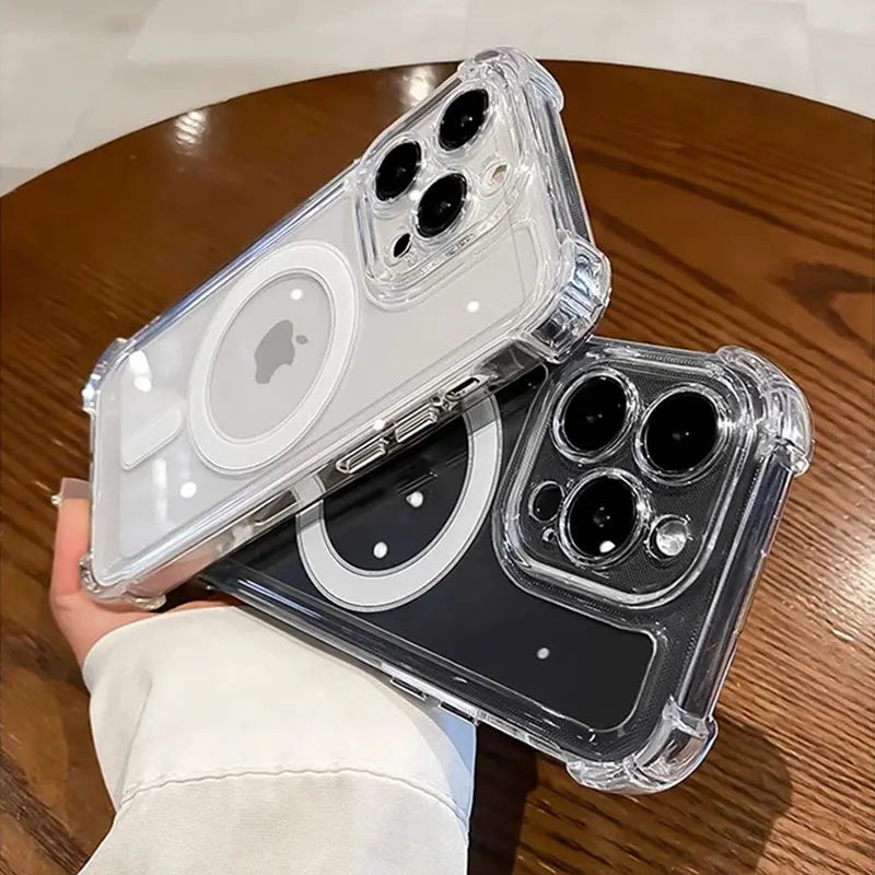 Luxury Wireless Charge Magsafe Transparent Case For iPhone 15 16 14 13 17 12 Pro Max Plus Magnetic Shockproof Soft Bumper Cover by Smarsty