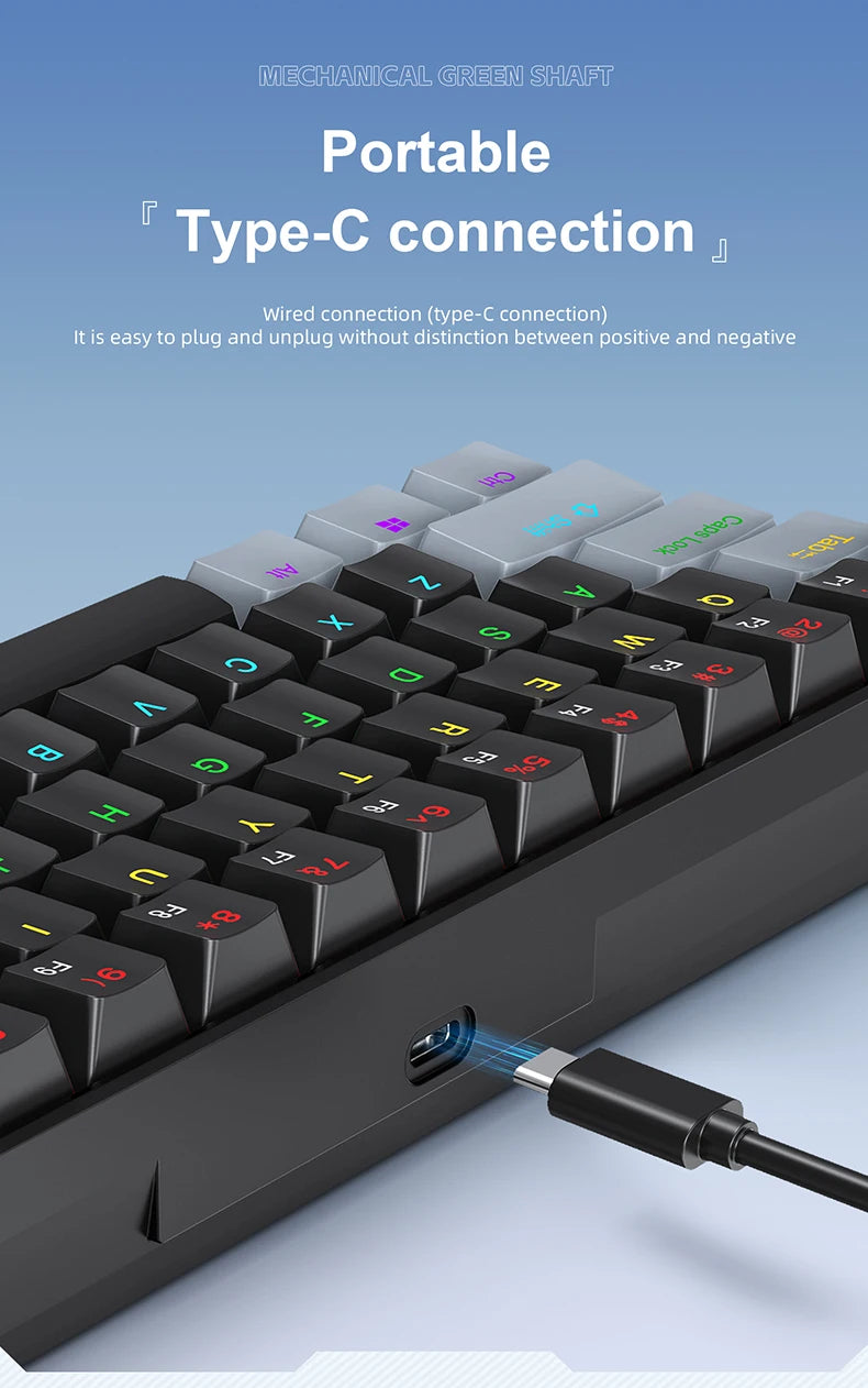 Sixty Percent Mechanical Keyboard With USB Wired Compact