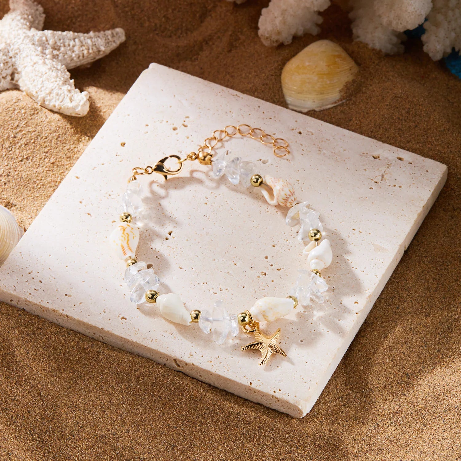 Bohemian Starfish Pendant Beaded Bracelet for Women - Smarsty