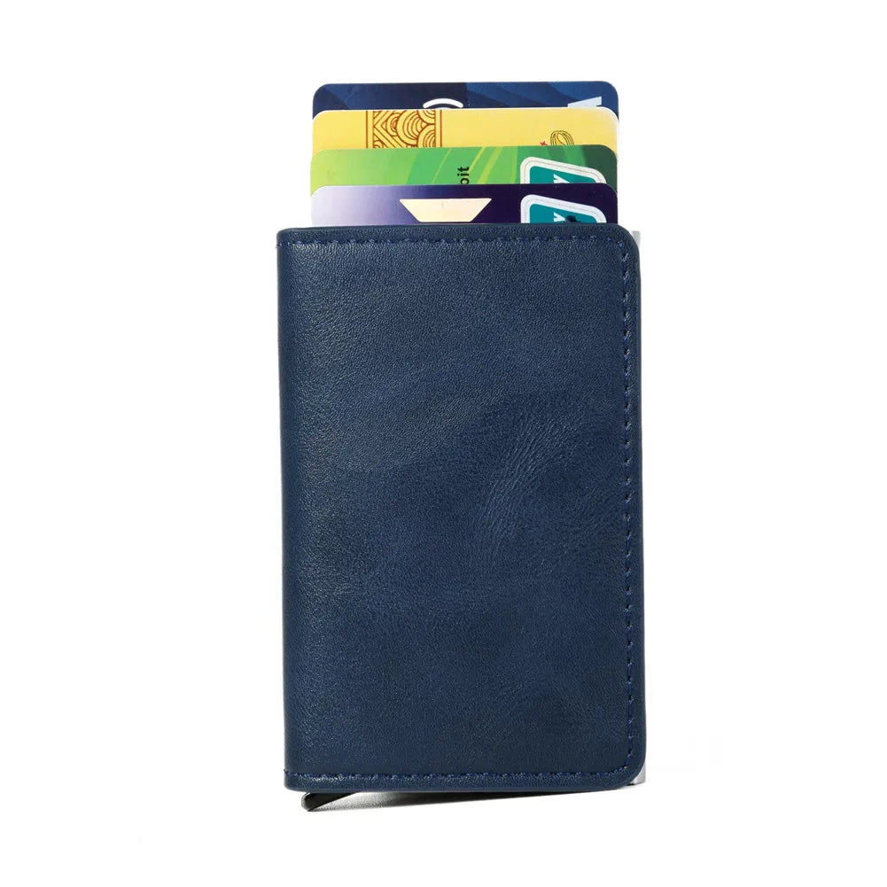 Rfid Aluminum Men Wallet Card Holders Purse Carbon Fiber Men Business Slim Thin Smart Wallet Credit Cardholder Case Note Holder