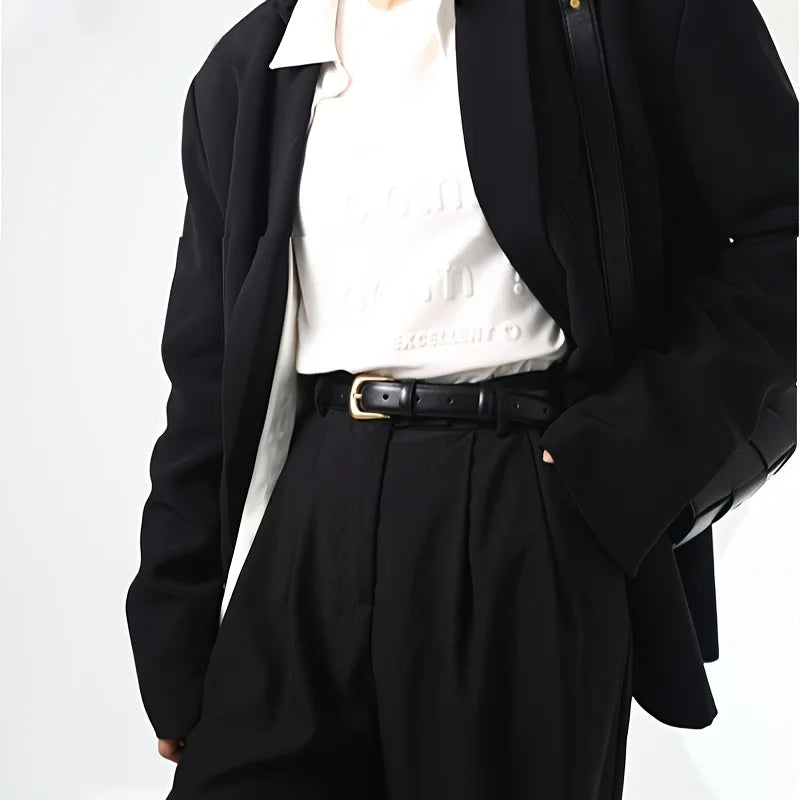 Ladies PU Leather Casual Black Belt for Daily Wear - Smarsty