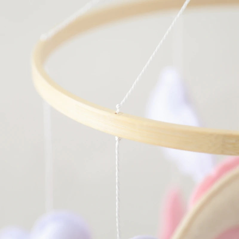 Wooden Crib Mobile Baby Bed Bell Rattle Toy Soft Felt Cartoon Bear Mobile Hanging Newborn Music Box Bed Bell Hanging Bracket Toy by Smarsty