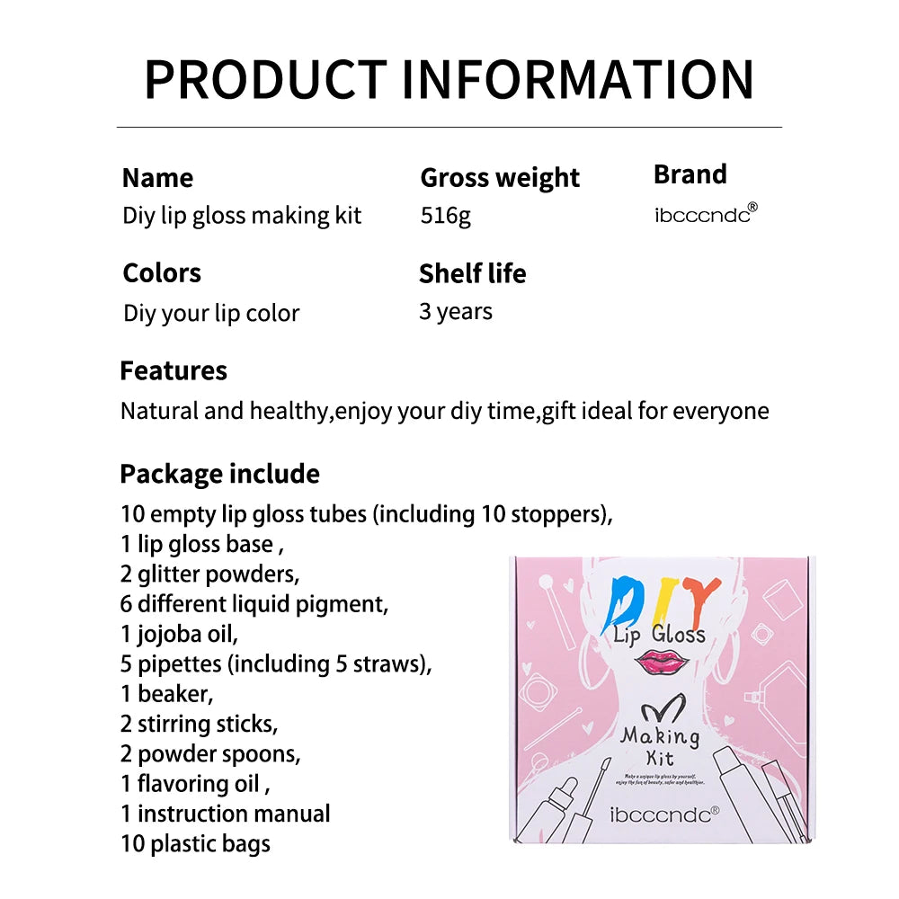 DIY Lip Gloss Making Kit Moisturizing Lip Gloss Base Diy Raw Material Tool Kit Shiny Glitter Lip Tints Glaze Handmade Cosmetics