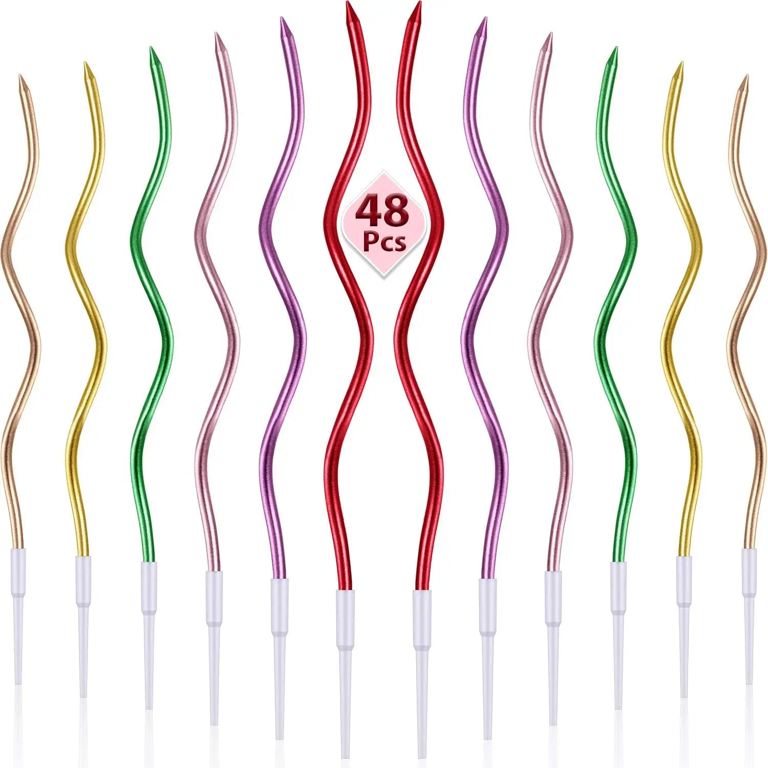 6/12/48pcs/1case Birthday Candles Spiral Cake Candles Long Thin Cake Candles For Wedding Party And Cake Decoration - Smarsty