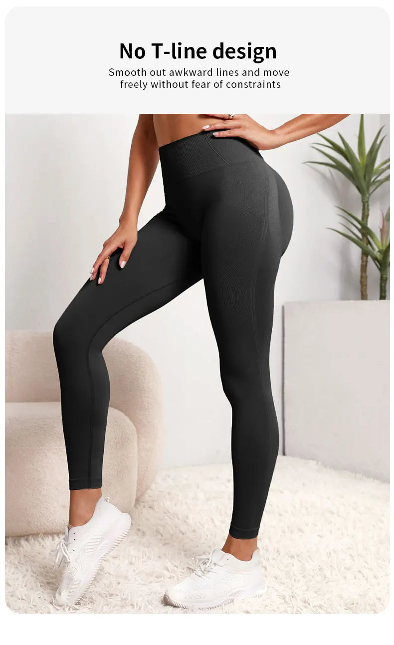 Women Seamless Hip Lifting Women Seamless Sports Leggings High Waist Fitness Leggings Push Up Yoga Leggings Gym Clothing Sports - Smarsty