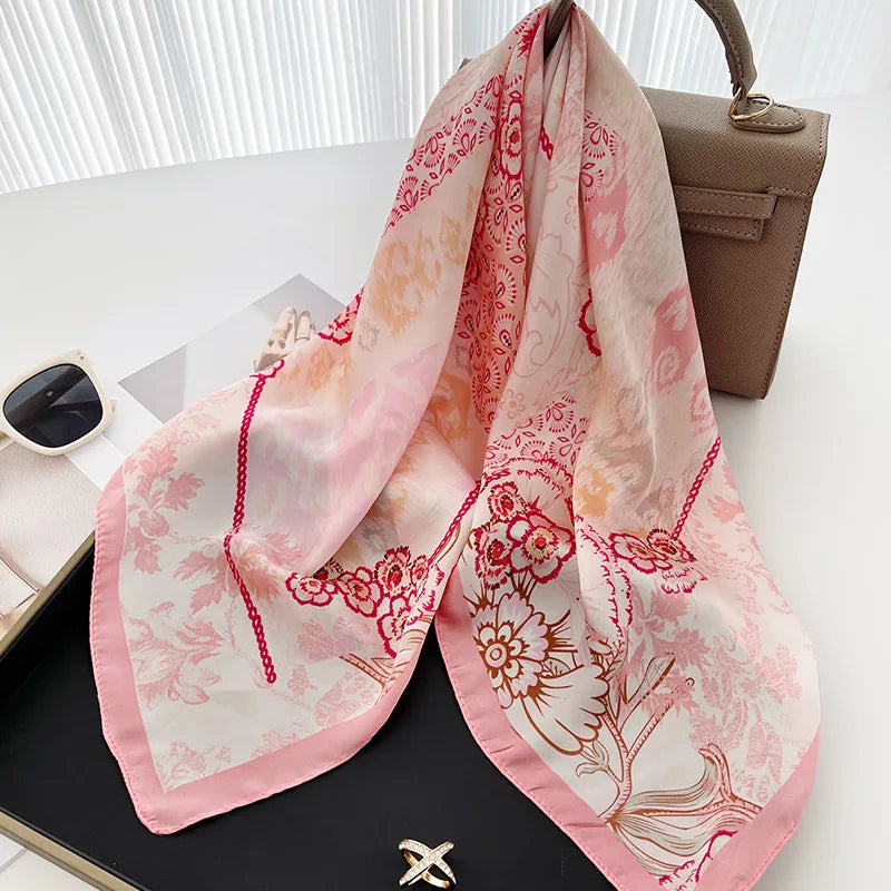Luxury Silk Scarf Women Satin Shawl Sun Protection Wrap - Smarsty