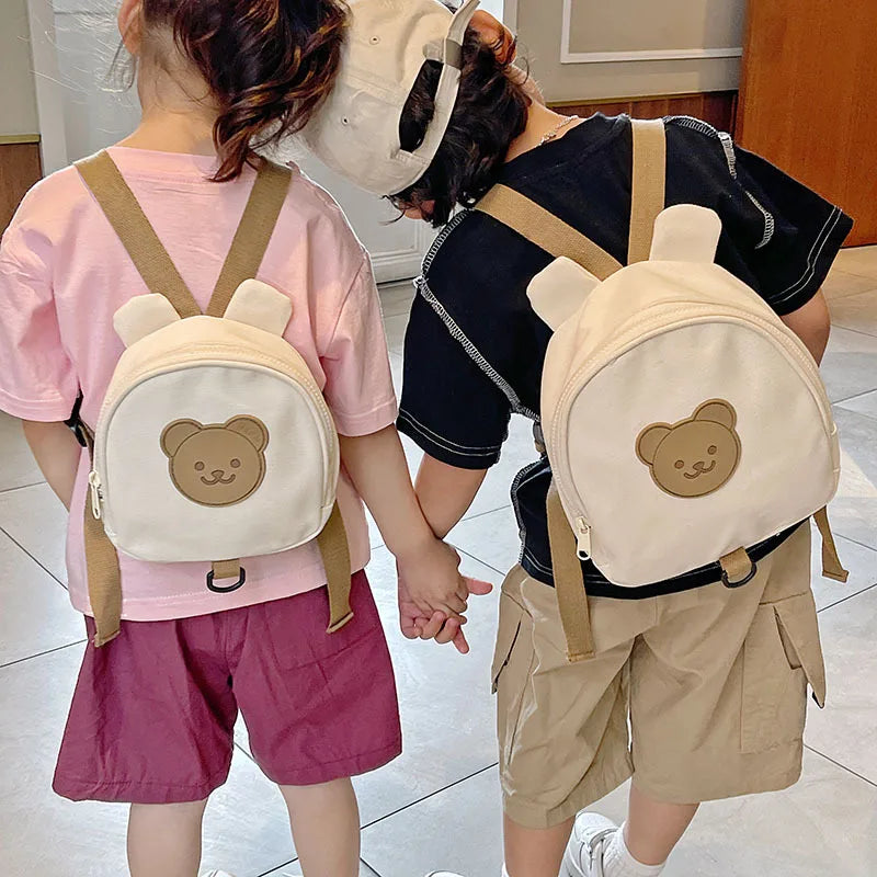 Canvas Baby Backpack Anti Lost Kids School Bag Bear Travel - Smarsty