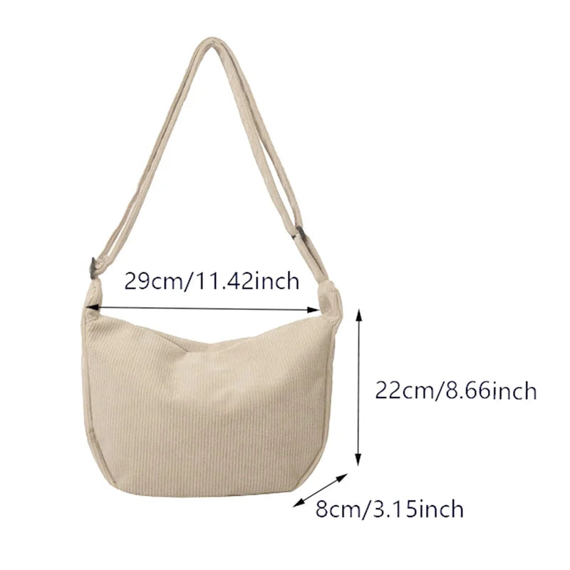 Corduroy Shoulder Bag Minimalist Crossbody For Women - Smarsty