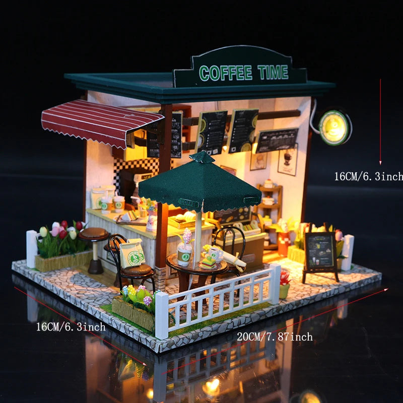 DIY Miniature Dollhouse Kits Hourly Light Studio House Sea Villa Wooden Doll House With Furniture Building Kids Toys Xmas Gifts by Smarsty