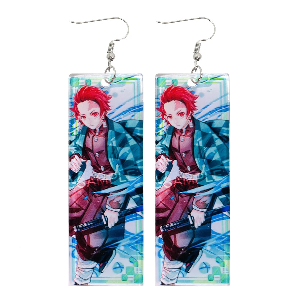 Acrylic Tanjiro Earrings for Women Anime Cosplay Jewelry - Smarsty