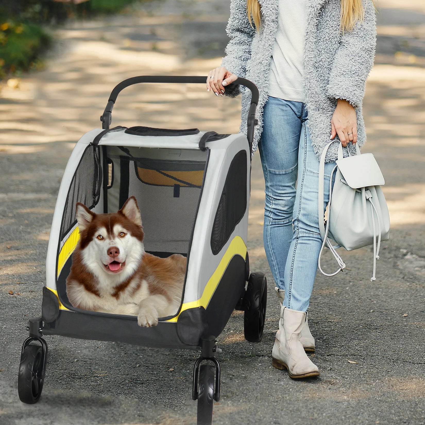 Premium Dog Stroller Foldable Travel Cart for All Breeds - Smarsty