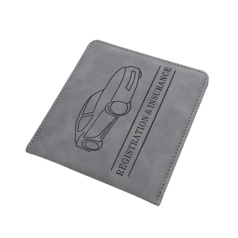 Car Registration Driver's License and Insurance Card Holder - Leather Vehicle Glove Box Automobile Documents Paperwork Organizer