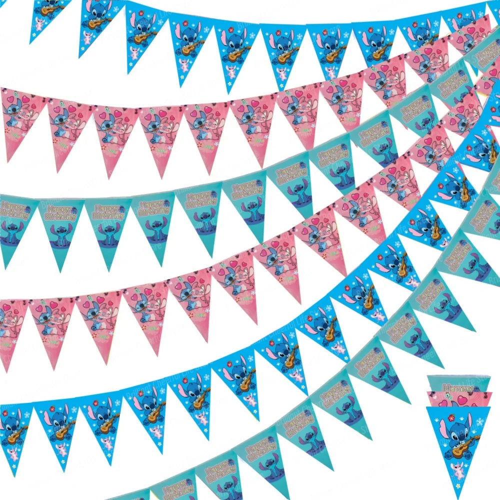 Disney Stitch Birthday Bunting Flags for Kids Parties - Smarsty