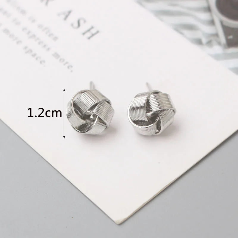 Tiny Gold Twist Round Stud Earrings Small Unusual Design - Smarsty