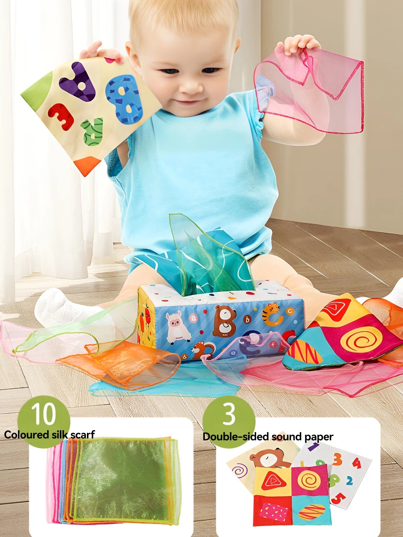 Fun Cartoon Unbreakable Cloth Book Ring Paper Tissue Box Toy by Smarsty