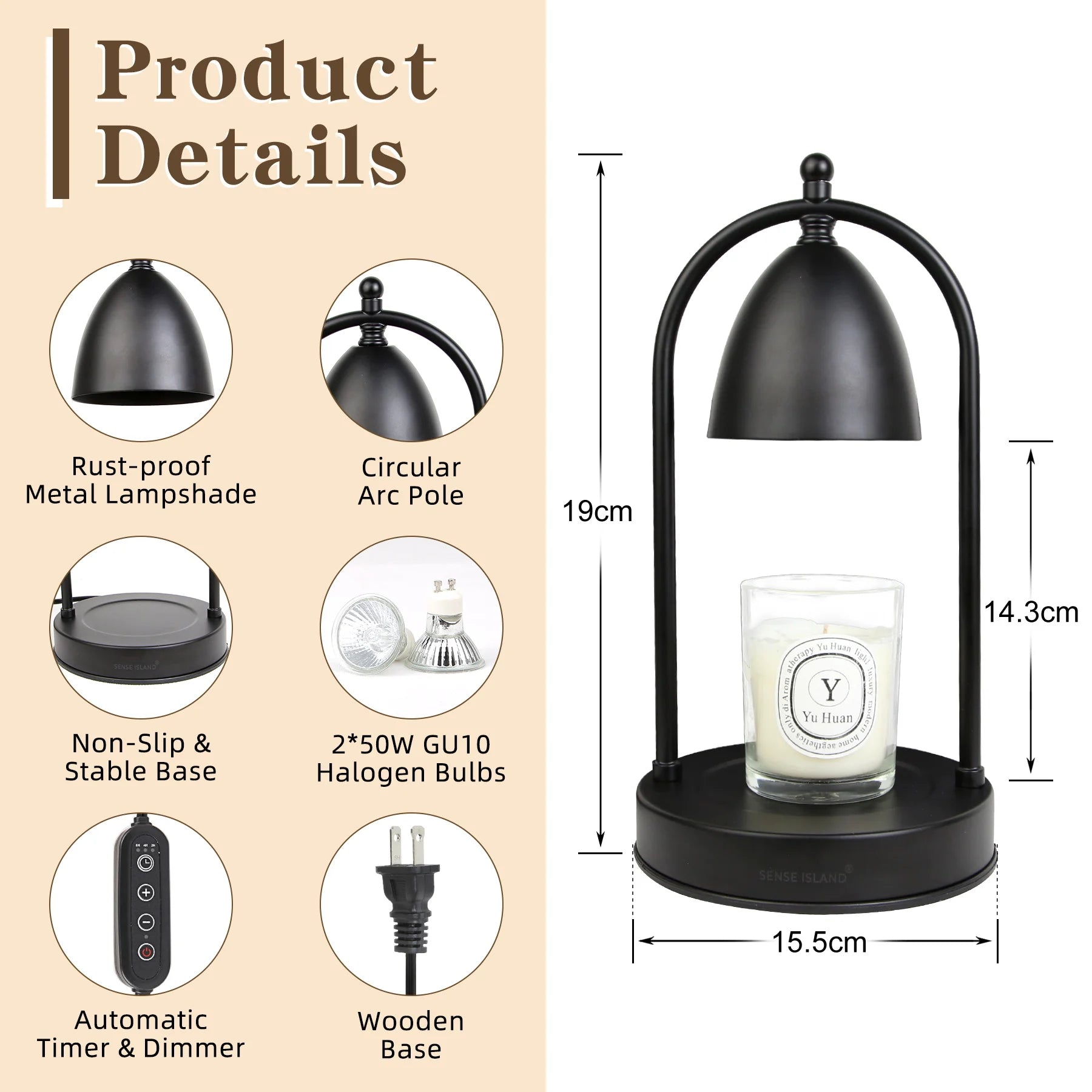 Candle Heating Lamp With Adjustable Height Electric Candle Heating Light with Timer Suitable For Scented Large Cans Of Candles