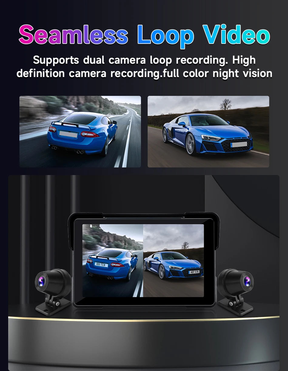 Motorcycle DVR GPS Navigation With CarPlay And Android Auto - Smarsty