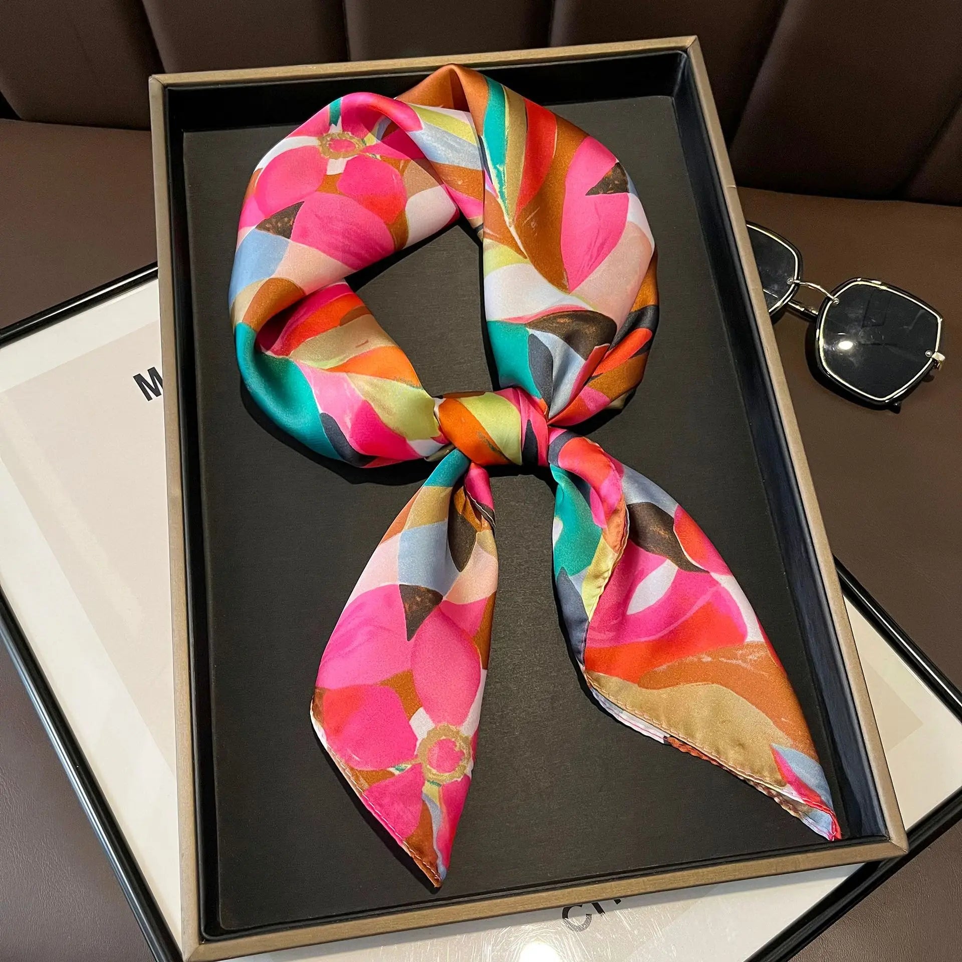 Satin Silk Square Scarf for Women Sun Protection - Smarsty