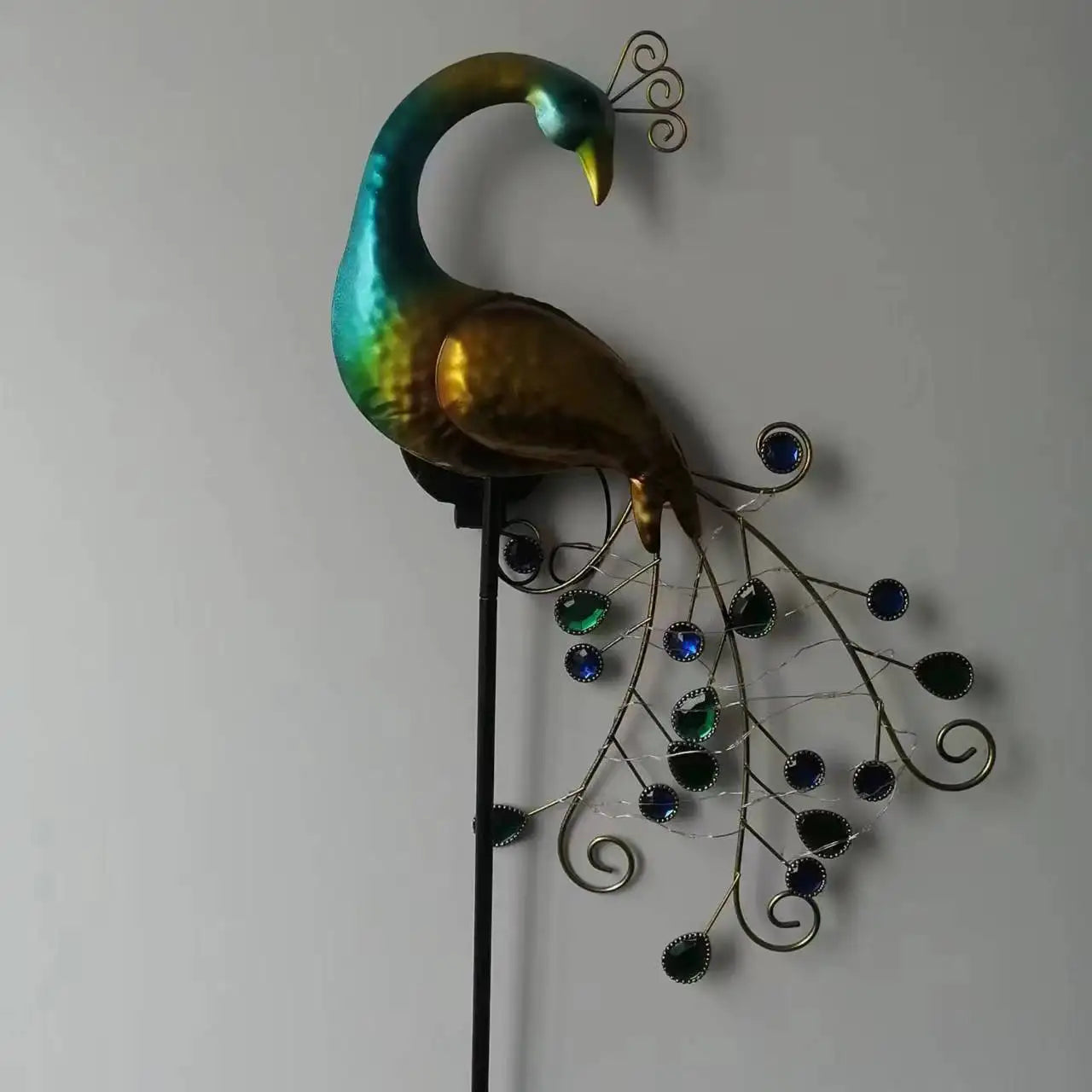 Solar LED Metal Peacock Lawn Decor Sculpture - Smarsty