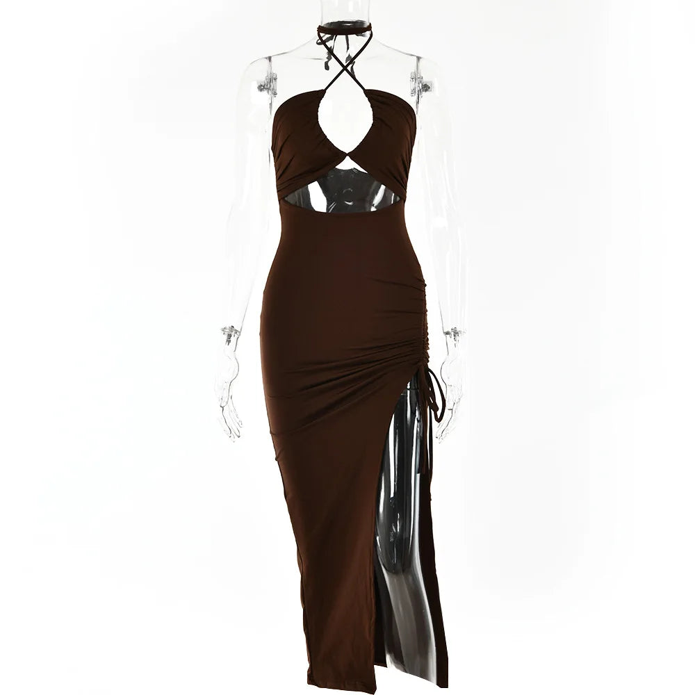Sleeveless Sexy Female Midi Backless Dresses Slim Night Club Party Women's Dress Bodycon Vestidos Elegantes Para Mujer - Smarsty