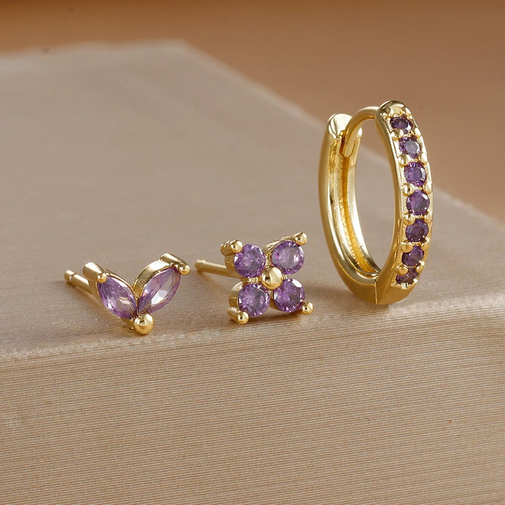 Gold Color Stainless Steel Hoop Earrings Set for Women - Smarsty