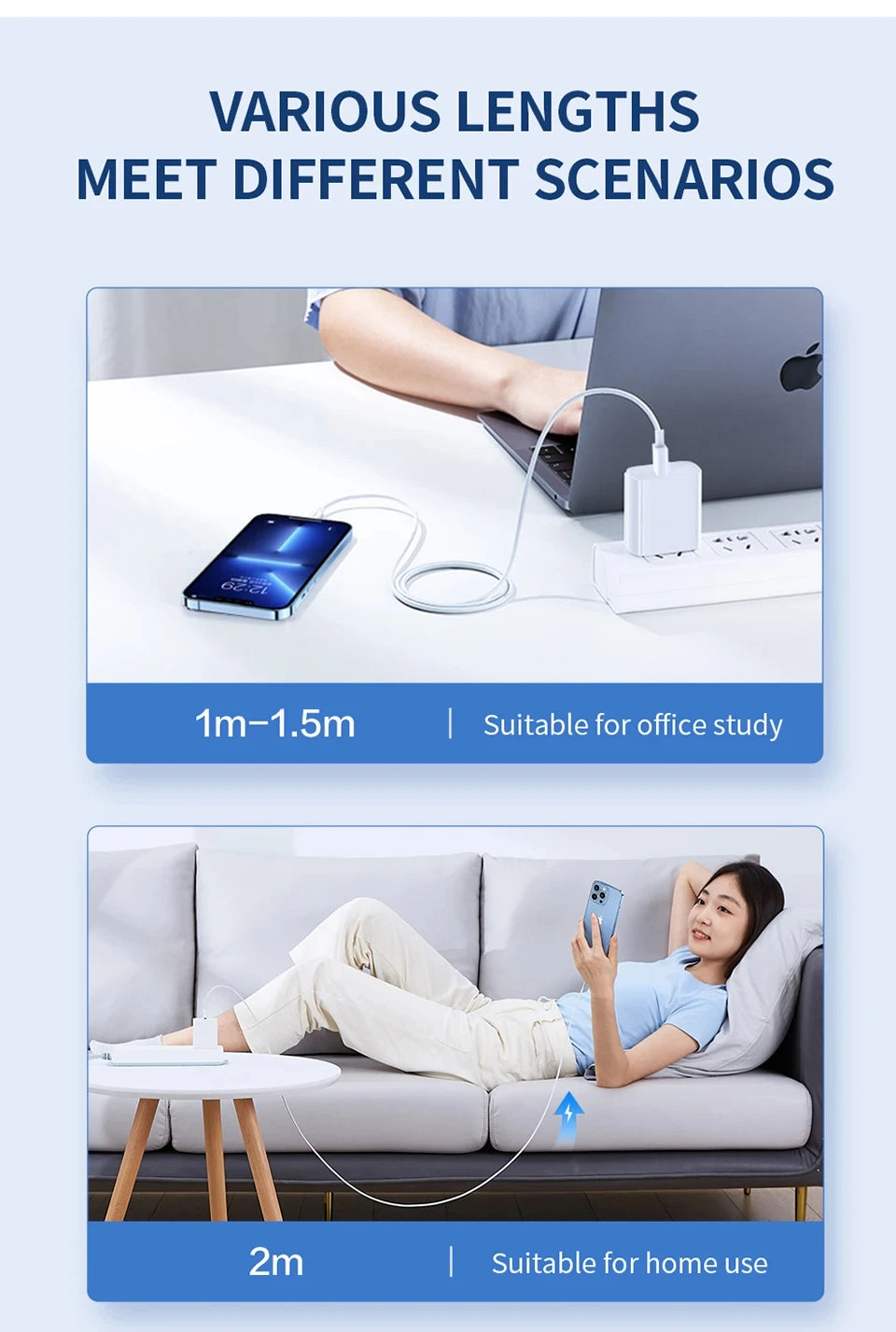 Original 40W PD USB C Fast Charger Cable For Apple iPhone 16 15 14 13 12 11 Pro Max X XR 8 7 Plus iPad USB Type C Data Sync Line - Smarsty