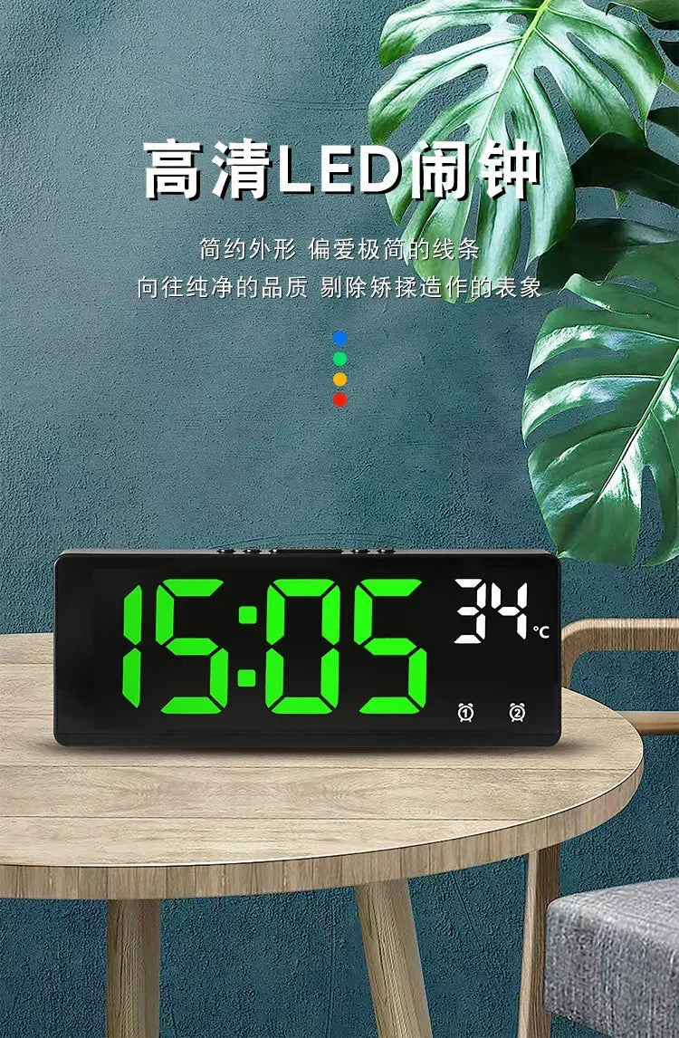 Voice Control LED Alarm Clock with Temperature Display - Smarsty